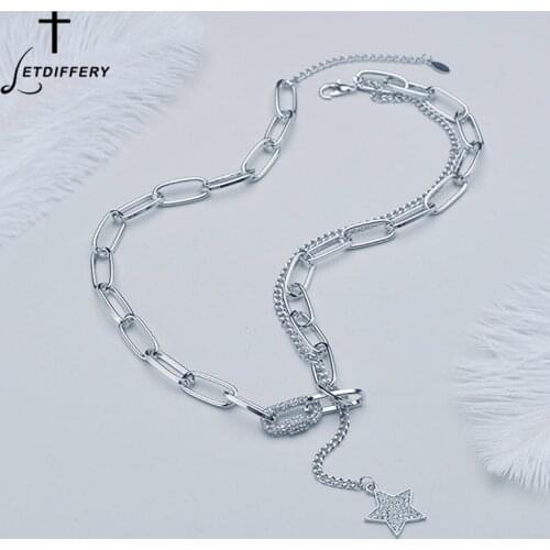 Letdiffery Elegent White Multi-Layer Necklace Women Choker High Quality Crystal Zircon Star Pendant Necklaces Jewelry Gifts