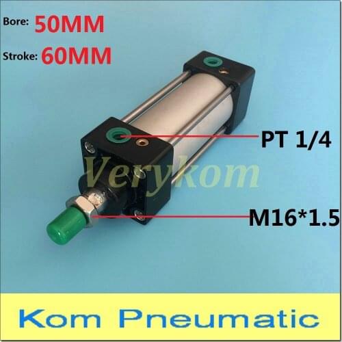 Pneumatic Standard Air Cylinder Bore 50mm Stroke 60mm Port 1/4" Airtac Type SC 50x60 50*60 -S Double Acting Magnet Rod Piston