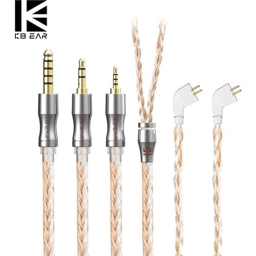 KBEAR Expansion 4N Silver Plated Upgraded Cable widely compatible With 2.5mm/3.5mm/4.4mm Headphone Copper Plated Splitter plugs