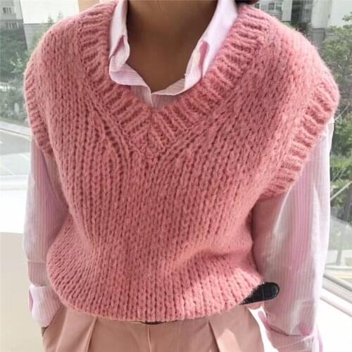 V-neck simple solid twist knitted vest elegant fashion termperament basic winter vest all-match knitted vest 2021 new spring