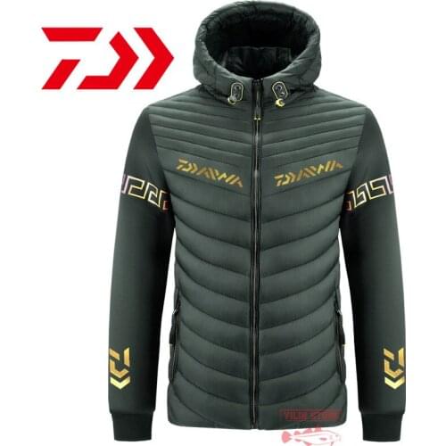 Daiwa Down Fishing Jacket Men Outdoor Sport Hiking Jacket Solid Thicken Warm Fishing Jacket Winter Windproof Fishing Clothing