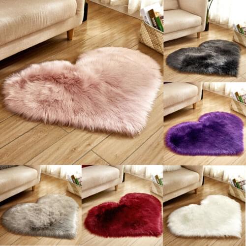 Fluffy Heart Shaped Anti-Skid Soft Fabric Love Shaggy Floor Mat Carpet Room Area Faux Fur Bedroom Hairy Rug Dining Home Room New