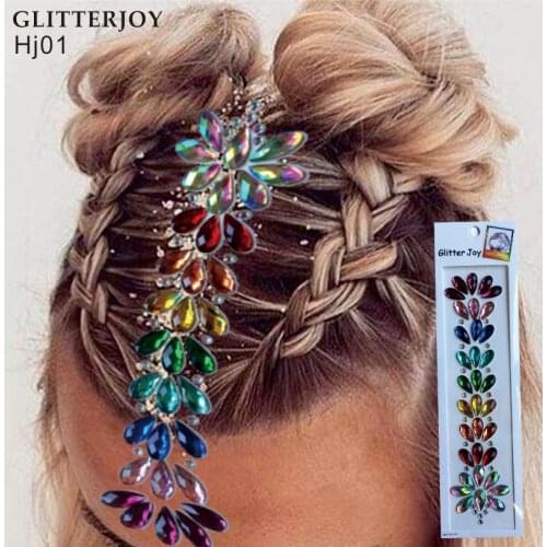 HJ01 1pc Resin Hair Jewel Fore Headpiece Sticker Body Paint Decor Christmas Present Flower Crown Inspired