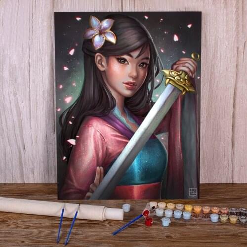 Cartoon Girl Woman Painting By Numbers Kit Oil Paints 40*50 Paiting By Numbers Wall Decoration For Handicraft