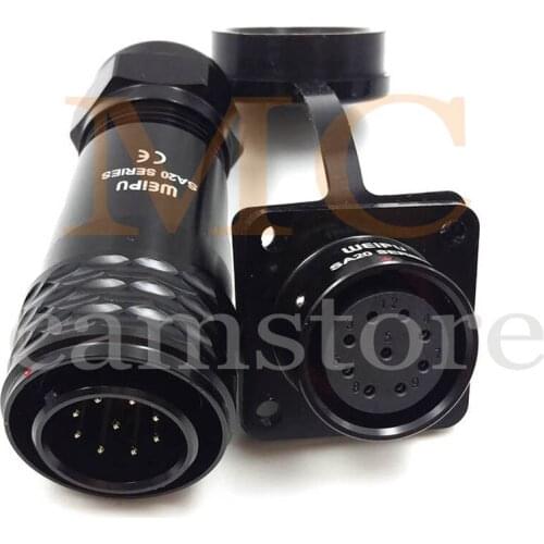 SA20 9-pin power industrial circular connector, male plug and female panel mount socket socket jack, outdoor waterproof