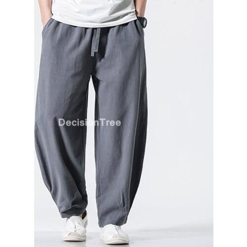2021 harem kung fu tai wushu pants cotton linen trouser man jogger pants chinese baggy pants jogger pants men loose trousers