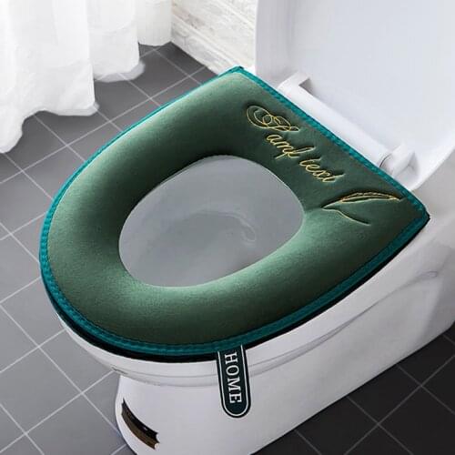 Universal Toilet Seat Cover Winter Warm Soft WC Mat Bathroom Washable Removable Zipper With Flip LidHandle Waterproof Household
