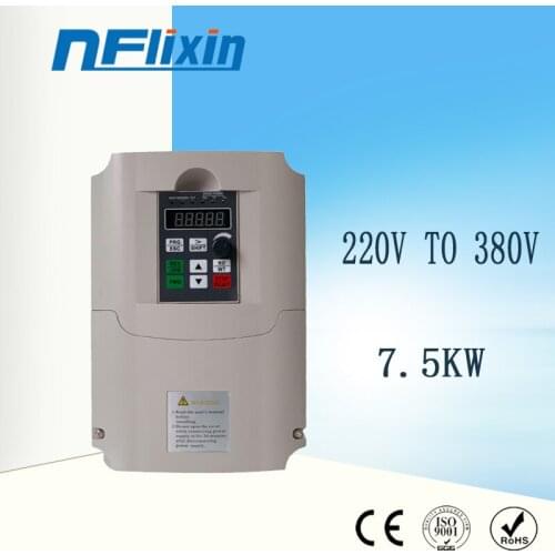 VFD 7.5kw 50hz to 60hz single phase 220v ac to 3 phase 380v / 415v ac frequency converter inverter for motor speed control