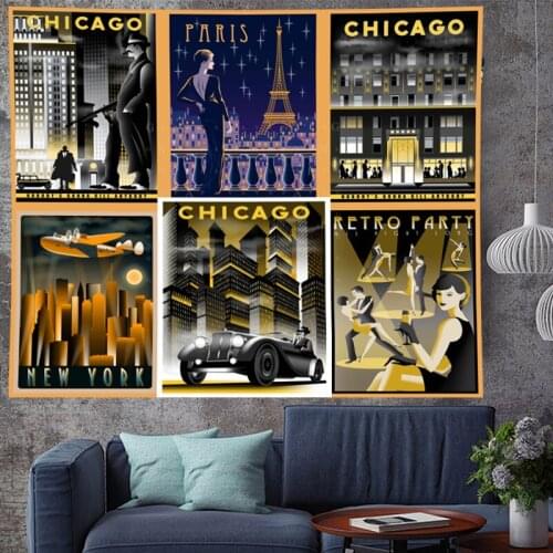 Vintage Retro movie poster abstract wall hanging structure Cowboy Tapestries hippie Psychedelic Wall carpet Hanging Home Decor