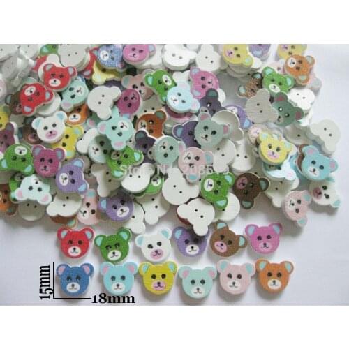 WB0018 colorful wood bear buttons for baby clothes 120pcs/lot 15mm*18mm buttons for child