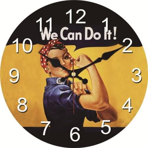 WONZOM Vintage Wall Clock We Can Do It Design Relogio De Parede Large Silent For Living Room My Rules Kitchen Saat Home Decor