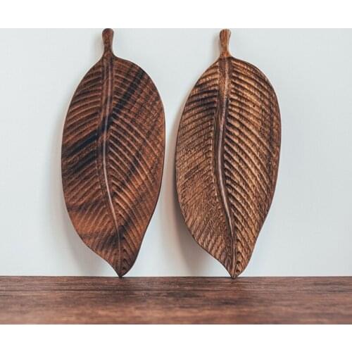 Japanese Style Leaf Wood Tea Tray For Food Photography Props Dessert Nuts Cake Fruit Tray Kitchen Tableware Home Decoration