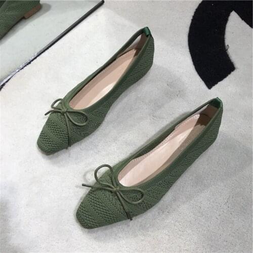 Breathable shallow mouth all-match womens shoes retro small square toe single shoes bowknot hollow flat shoes women