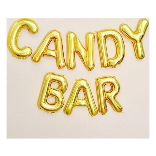 Gold or silver Candy Bar wedding birthday letter balloons New Year banners photo backdrops party decorations