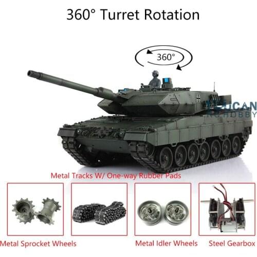 1/16 Heng Long 7.0 Leopard2A6 RC Tank 3889 W/ 360 Turret Metal Tracks TH17607-SMT4