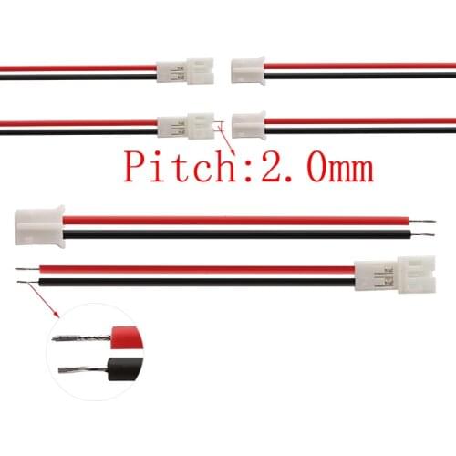 10Pair JST PH 2.0mm 2 Pin Male Female Cable Connector JST PH 2P Pitch 2.0mm Plug Jack Socket Terminals Wire Connector 20CM 26AWG