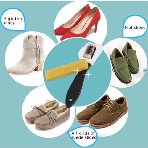 2pcs/set Rubber Eraser Black S Shaped Shoes Cleaner Boot Shoe Leather Stain Cleaner Suede Shoe Brush 3 Side Cleaning Brush
