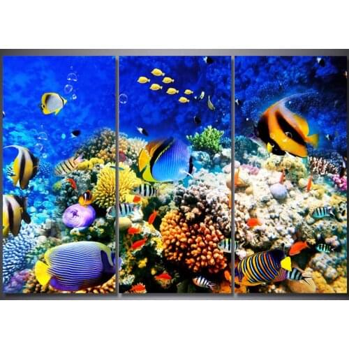 3pcs Diamond Embroidery,5D Diamond painting,Diamond mosaic,cross stitch kits,aquarium fish pattern,needlework,Crafts,home decor