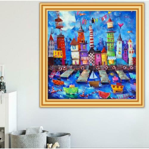 5D DIY Diamond Painting Building Landscape Cross stitch Full Diamond Embroidery Mosaic Art Picture of Rhinestones Decor Gift
