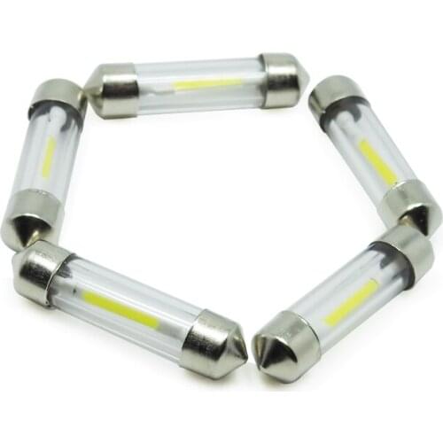 5x C5W Led Filament Cob Glass Car Interior Light Auto Festoon Lamp 31mm 36mm 39mm 41mm Vehicle Dome Read Door Bulb 12V DC White