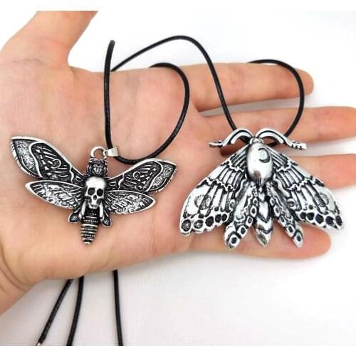 Hzew Animal moth accessories skull head moth pendant necklace for women man gift