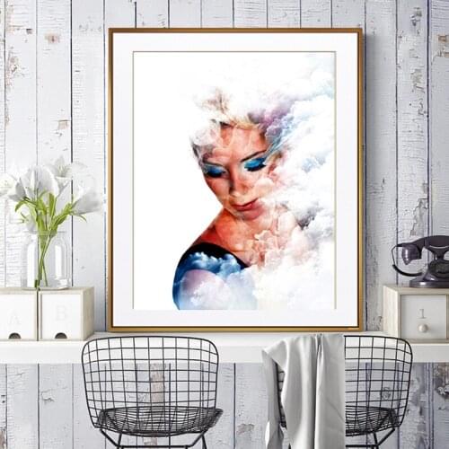Nordic Style Watercolor Glowering Woman Canvas Painting For Living Room Poster Print For Girls Bedroom Unique Girlish Wall Decor