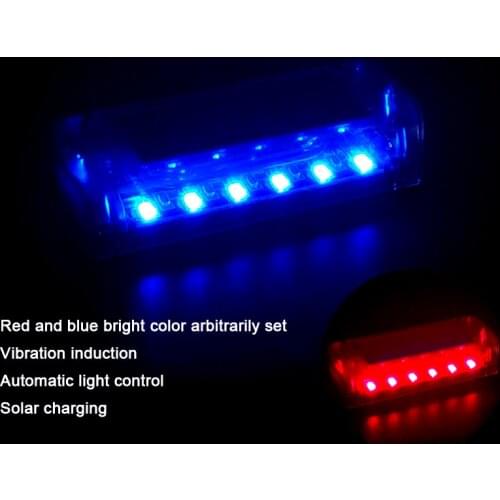 Auto Anti-Theft Fake Simulated Solar Vibration Blue or Red LEDs Flash Light Car Alarm Security Burglar Deterrent