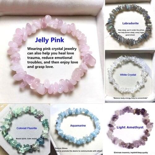 Lucky Reiki Healing Stone Chakra Beads Bracelet Natural Crystal Pink Chip Stones Bracelets Women Men Jewelry Gift