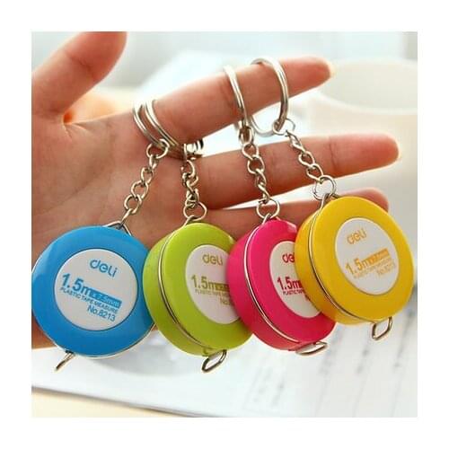 Deli 8213 keychain mini tape measure quantity clothing size tape measure small tape measure retractable pull 1.5m pocket ruler