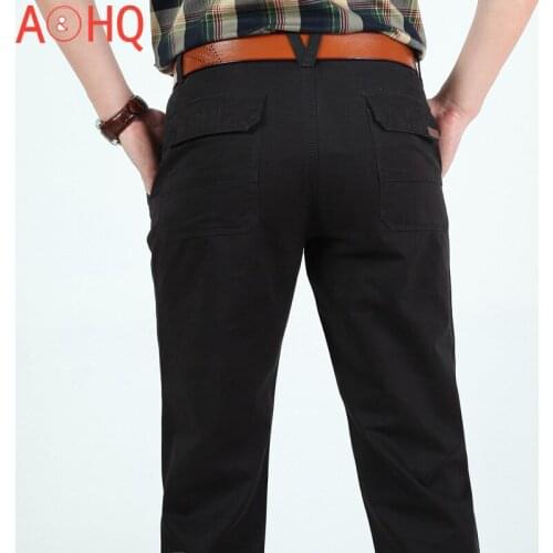 Straight Cargo Pants Men Cotton Denim Military Army Tactical Multi-pocket Casual Pants Men Trousers 2021 Plus Size 40 42