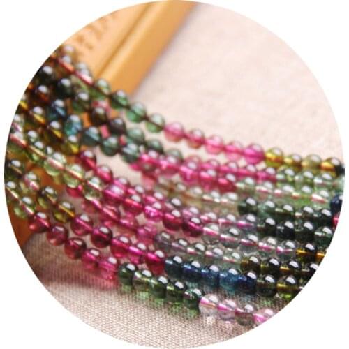 MADALENA SARARA AAAAAA 3.8mm/4.2mm Genuinel Natural Tourmaline Quartz Beads Strand 18" For DIY Jewelry Making
