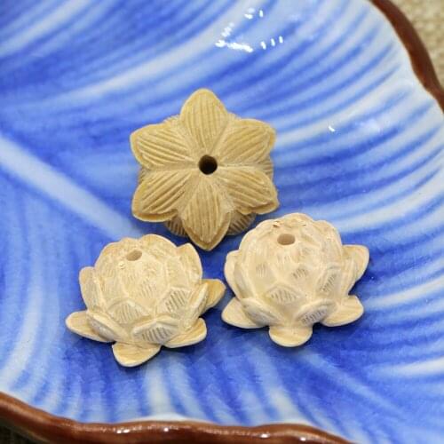 Handmade wood carving lotus Beads Findings For key chain Drop accessories wholesale