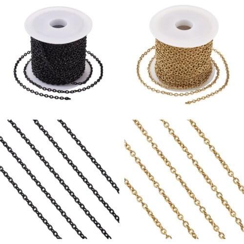 5M/Roll Stainless Steel Textured Chain Black/Gold Color Punk Chunky Chains For Necklace Bracelet Jewelry Making Accessories