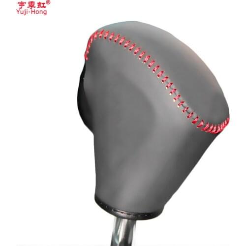 Yuji-Hong Car Gear Covers Case for Subaru Outback Legacy 2010-2014 Automatic Shift Collars Genuine Leather Cover Car Styling