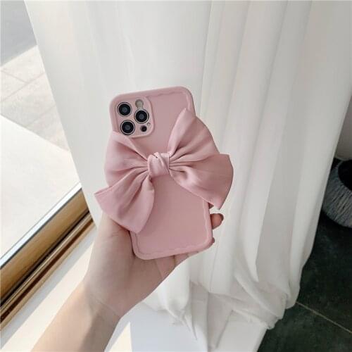 ZUIDID Lovely 3D Pink Bow Phone Case For iPhone 12 Pro 11 XS MAX SE20 XR X 7 8Plus Cute Girl Back Cover Soft Silicone Coque Gift
