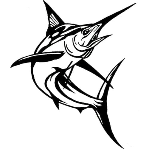 14*16.5CM Marlin Fish Car Styling Decorative Stickers Fashion Classic Animal Window Decals Black/Sliver C6-0613
