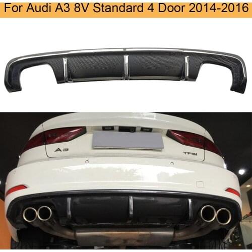 Carbon Fiber Rear Bumper Diffuser for Audi A3 8V Standard Sedan 4 Door 2014-2016 Non Sline Black FRP Rear Diffuser Lip Spoiler
