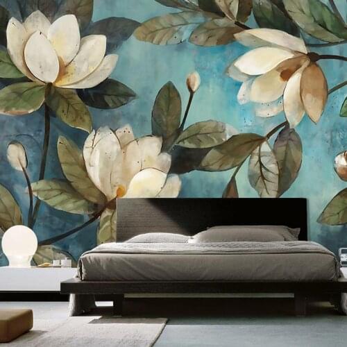 Custom Mural Wallpaper European Painting Flowers Retro Livingroom TV Backdrop Wallpaper Entrance Bedroom Non-woven Wall Covering