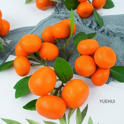High Simulation Fruit Fake Orange Small Orange String with Branches and Leaves Simulated Sugar Orange Model Ornament Props