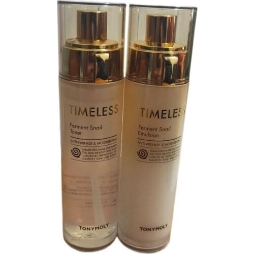 Korean TONYMOLY TIMELESS FERMENT SNAIL emulsion and toner Skin Care Products 140ml Moisturizing and repairing skin care