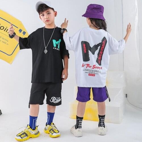 Hip Hop Girls Boys Ballroom Dancing Costumes for Kids Shirts Short Pants Jazz Dance Costumes Stage Wear Child Party Show Clothes