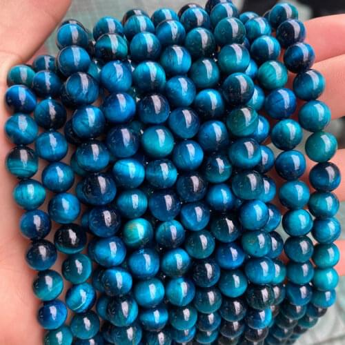 7A Natural Stone Blue Tiger Eye Agates Round Loose Beads For Jewelry Making DIY Men Bracelets Necklaces 4-14mm Pick Size 16