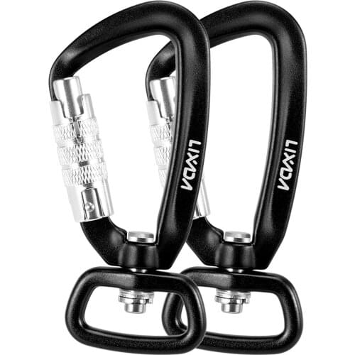 Lixada 2pcs Swivel Carabiner Clip 360 degree Rotatable Spinner Carabiner Small Auto Locking Carabiner Rotational Pet Leash Hook