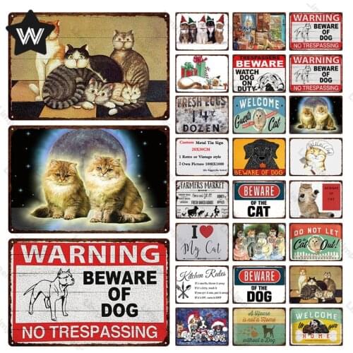Cat Metal Sign Warning Sign Metal Tin Signs Vintage Plaque Metal Wall Japanese Style Cat Metal Tin Signs for Man Cave Decoration