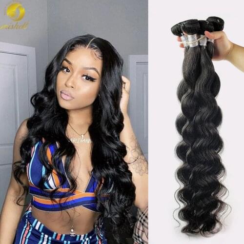 Mishell 26 28 30 32 34 Inch Brazilian Hair Weave Bundles Body Wave Human Hair Bundles Lace Closure Remy Human Hair Extension
