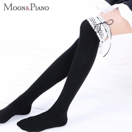 Fashion Woman Cute Lolita Style Charming Legs Cotton Long Silk Stockings 7 Color Butterfly Knee-High Maid Stocking Lovely girls