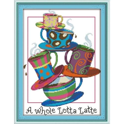 Five cup cross stitch kit cartoon 14ct 11ct count print canvas stitching embroidery DIY handmade needlework