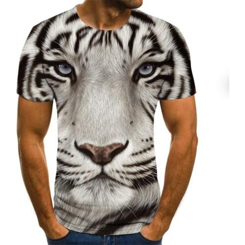 2021 New Summer Animal 3D Lion T-Shirt 's Men 3D Printing Series Tiger Leisure Harajuku Style All -match Comfortable