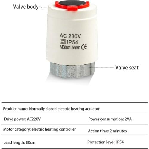 New 230V Electric Thermal Actuator Radiator for Manifold Underfloor Heating NC Valve
