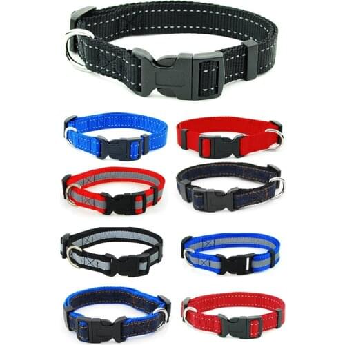 New Dog Collar Adjustable Reflective Pets Dog Collars Leash Control Handle Training Pet Cat Dog Collar For Small Large Dogs